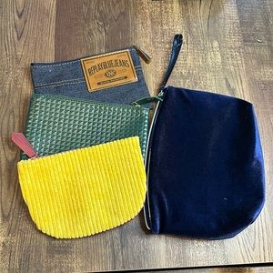 Bundle of Three Cosmetic Make Up Travel Bags 80s Textured Patterns
